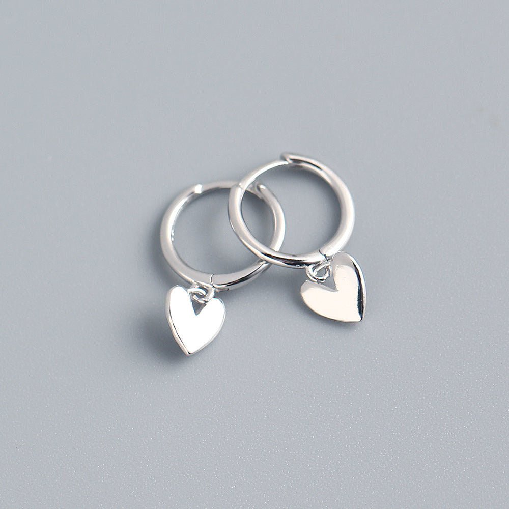 Earrings - Heart Charm Huggie Silver