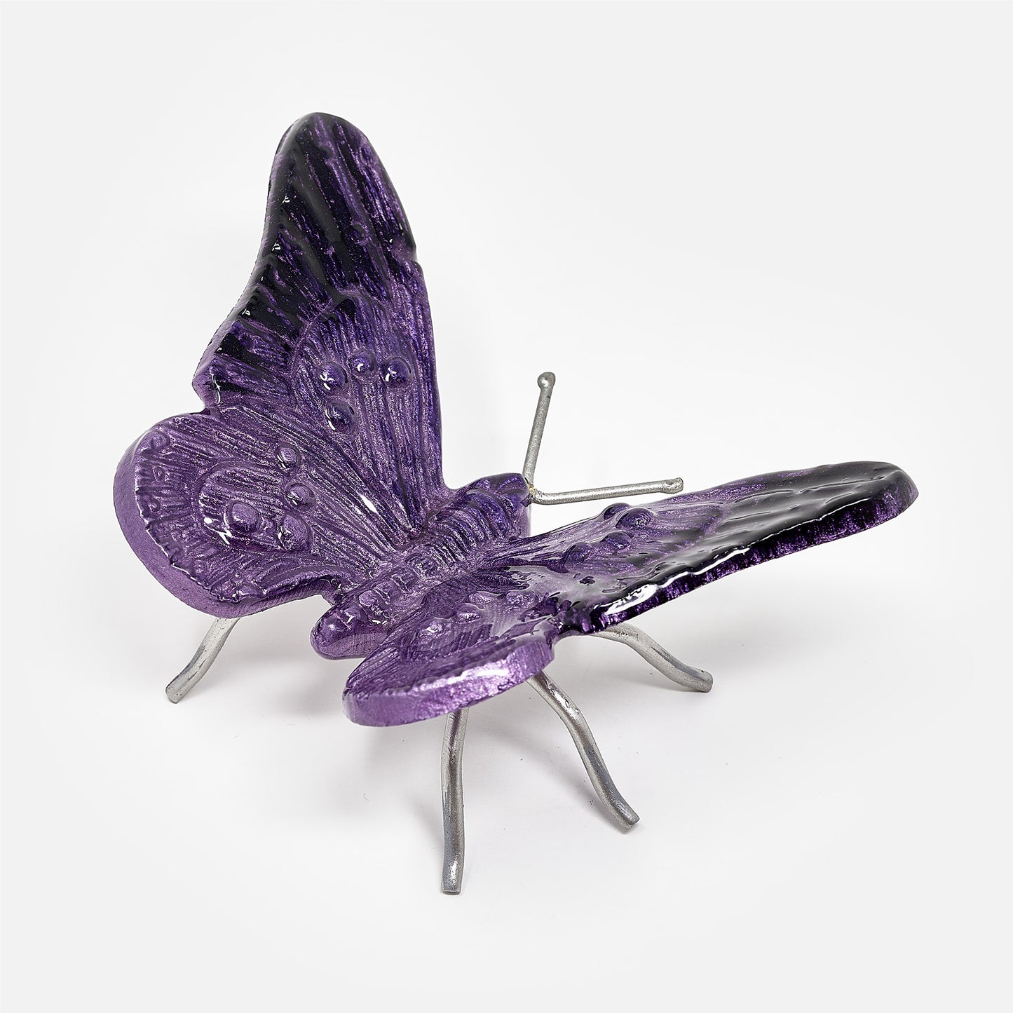 Purple Aqua AluminArk Butterfly recycled aluminium sculpture by Tilnar Art