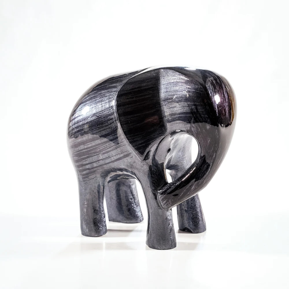 AluminArk Elephant Black recycled aluminium sculpture by Tilnar Art