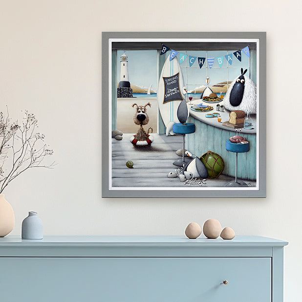 Beach Bar framed print by Simon Clarke