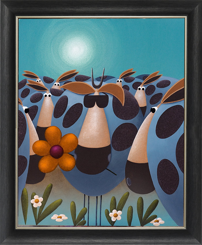 Cow with Shades framed print by Simon Clarke