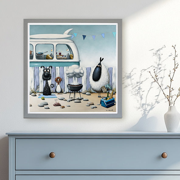 How to BBQ framed print by Simon Clarke