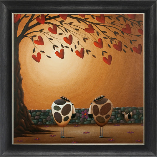 Moon and Hearts framed print by Simon Clarke