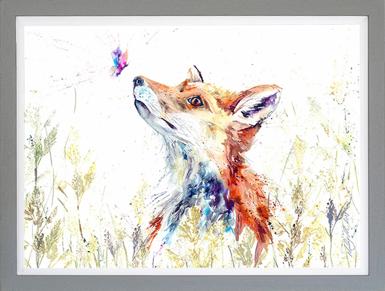 The Fox and Butterfly framed print by Nicola Jane Rowles