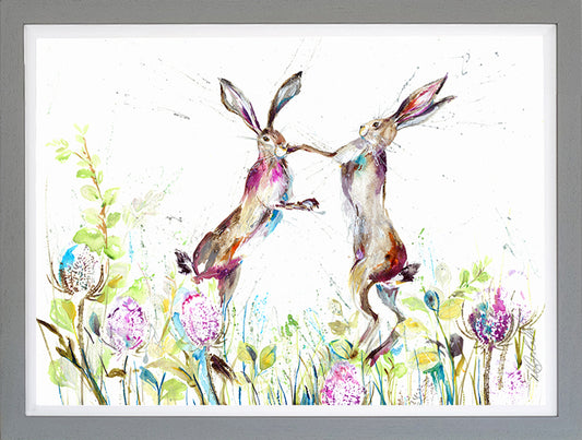 Mad March Hares framed print by Nicola Jane Rowles