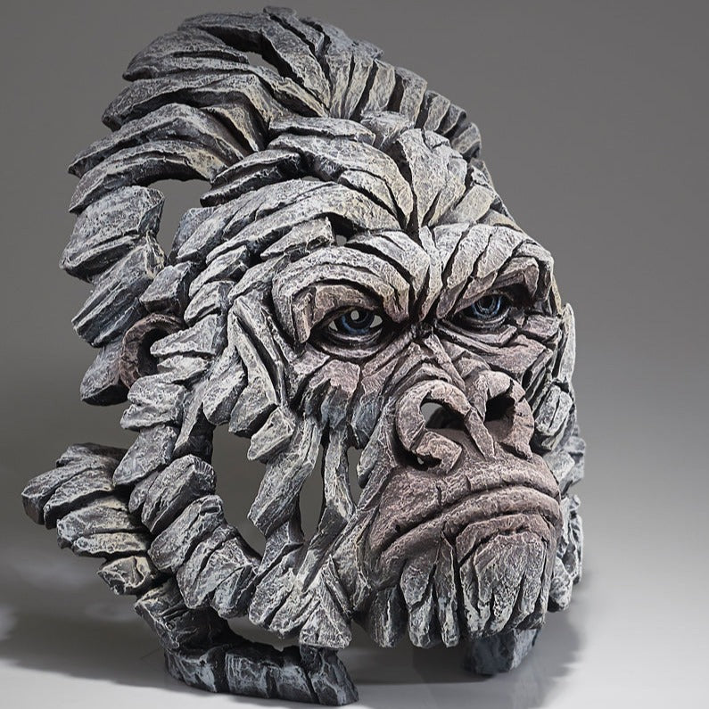 Gorilla Bust - White by Edge Sculpture