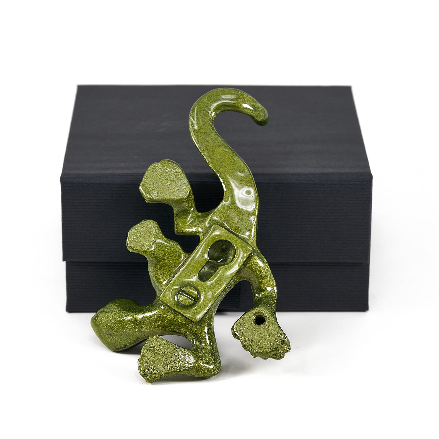 AluminArk Gecko Lime recycled aluminium sculpture by Tilnar Art