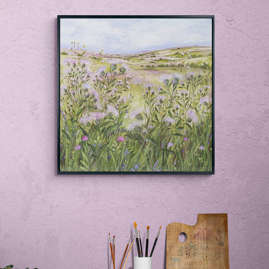 Lilac Thistle Field framed print by Diane Demirci