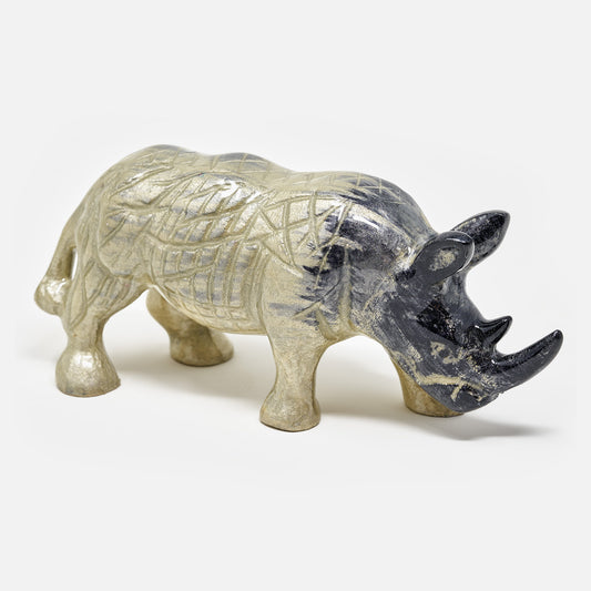 AluminArk Rhino Silver recycled aluminium sculpture by Tilnar Art