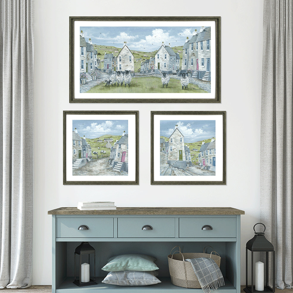 Sheep on the Green framed print by Diane Demirci