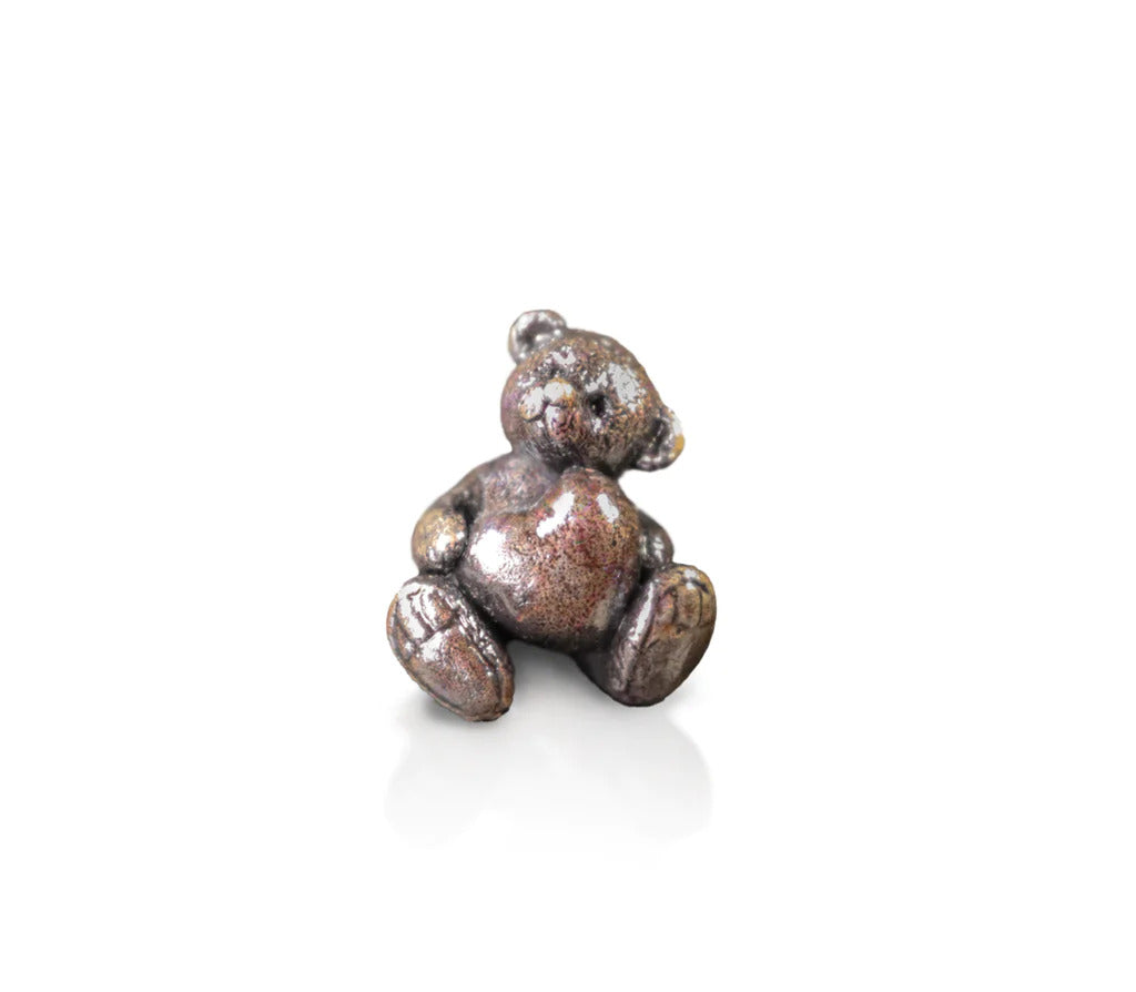 Teddy Bear with Love Heart Solid Bronze Miniature Sculpture from Butler and Peach