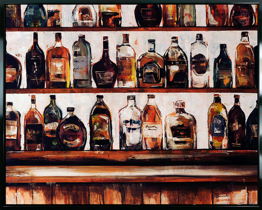 The Tipple Shelf framed print by Sydney Edmunds