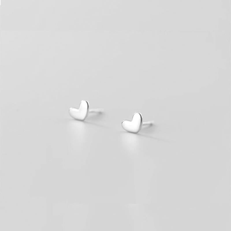 Tiny Heart Earrings Silver