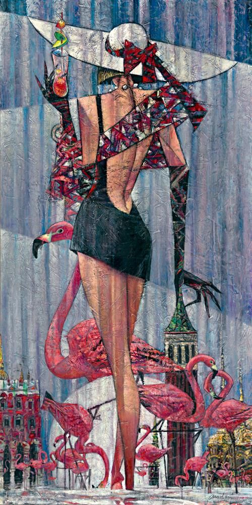 Piazza San Flamingo limited edition print by Andrei Protsouk