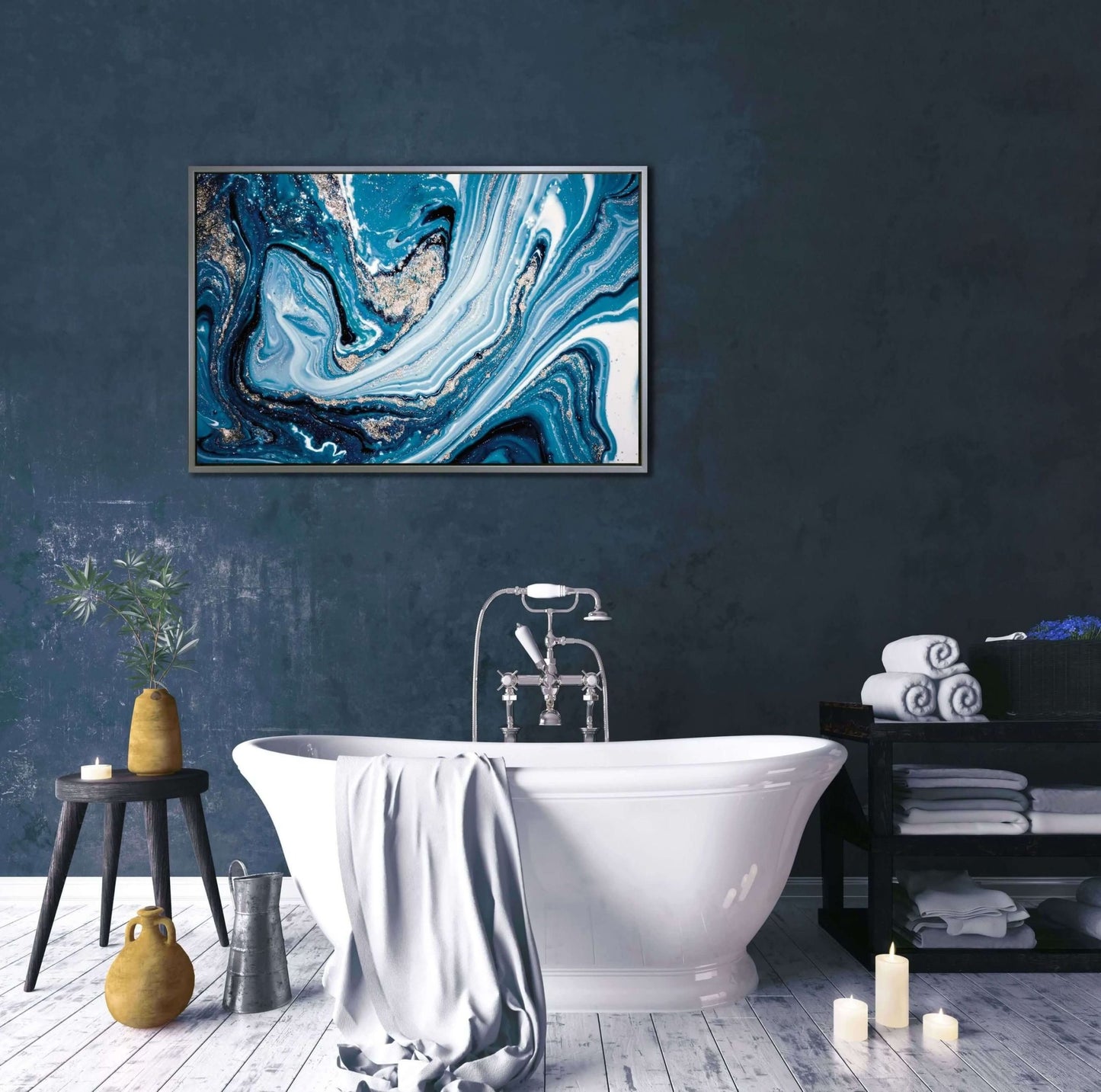 Blue Marble Swirl framed print by Camelot