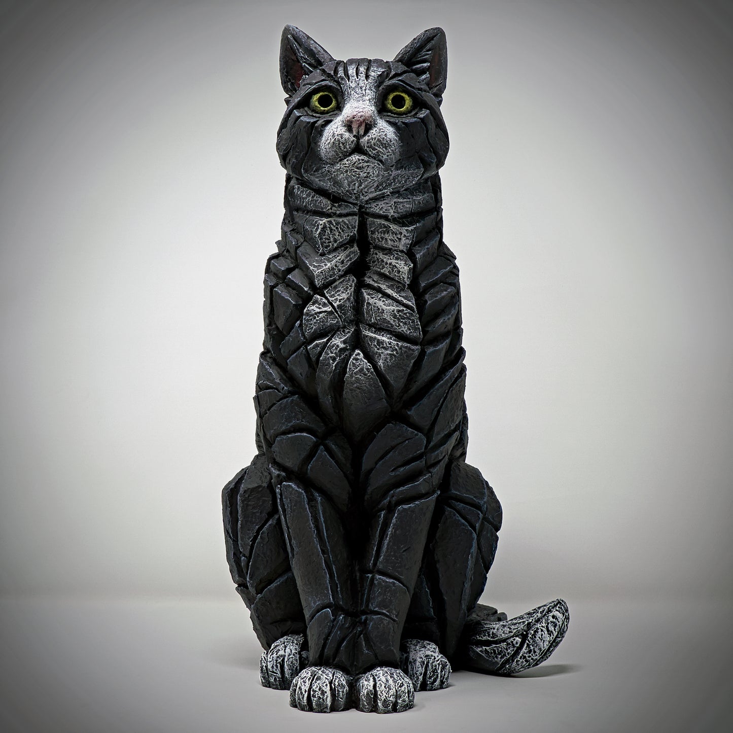 Cat Sitting - Black & White by Edge Sculpture