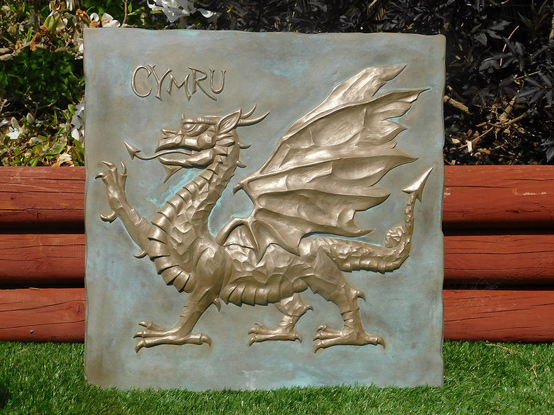 Welsh Dragon Cymru cold cast bronze plaque by Taurus Artworld