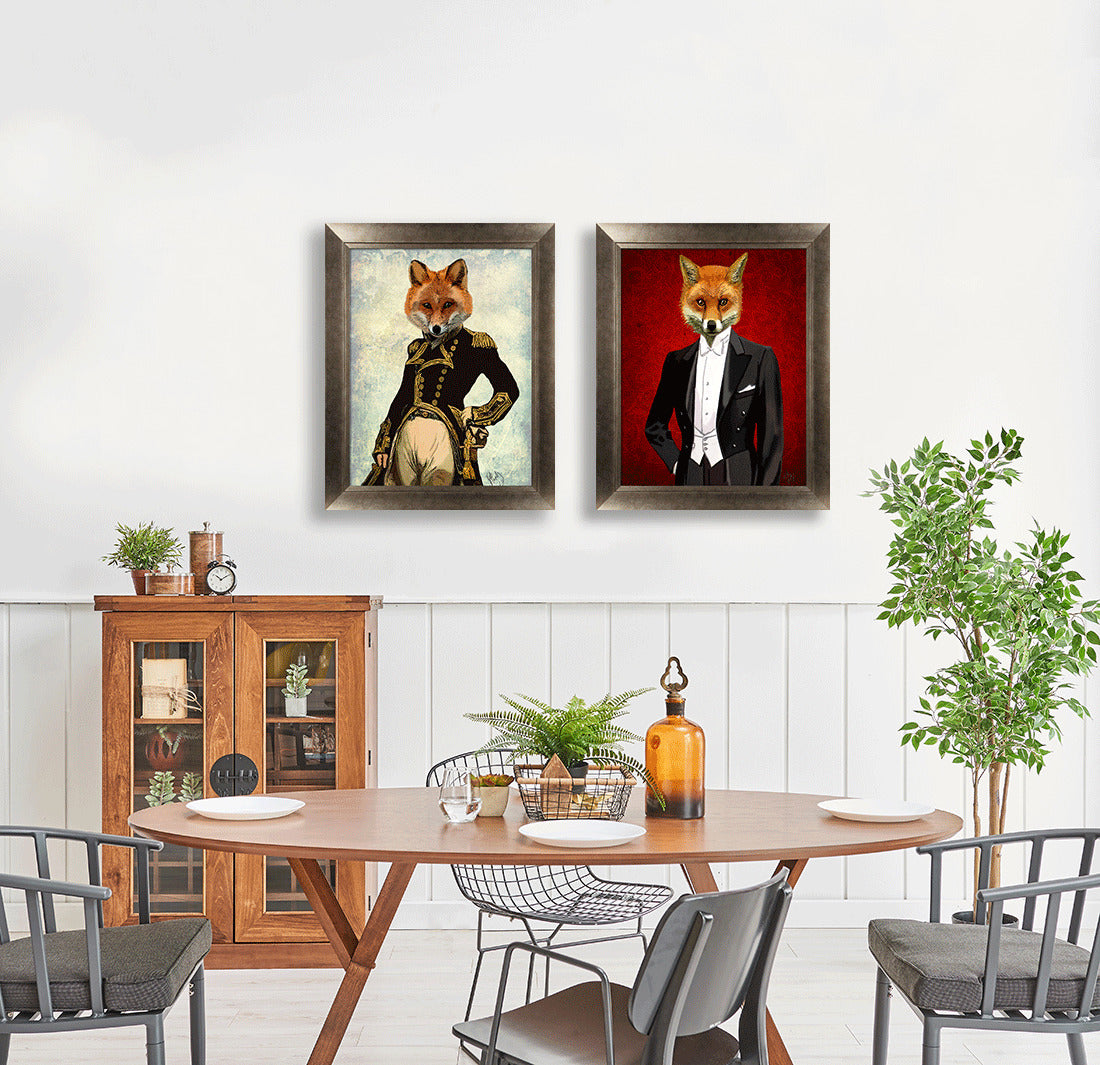 Gentleman Fox & Stag III framed print by Fab Funky
