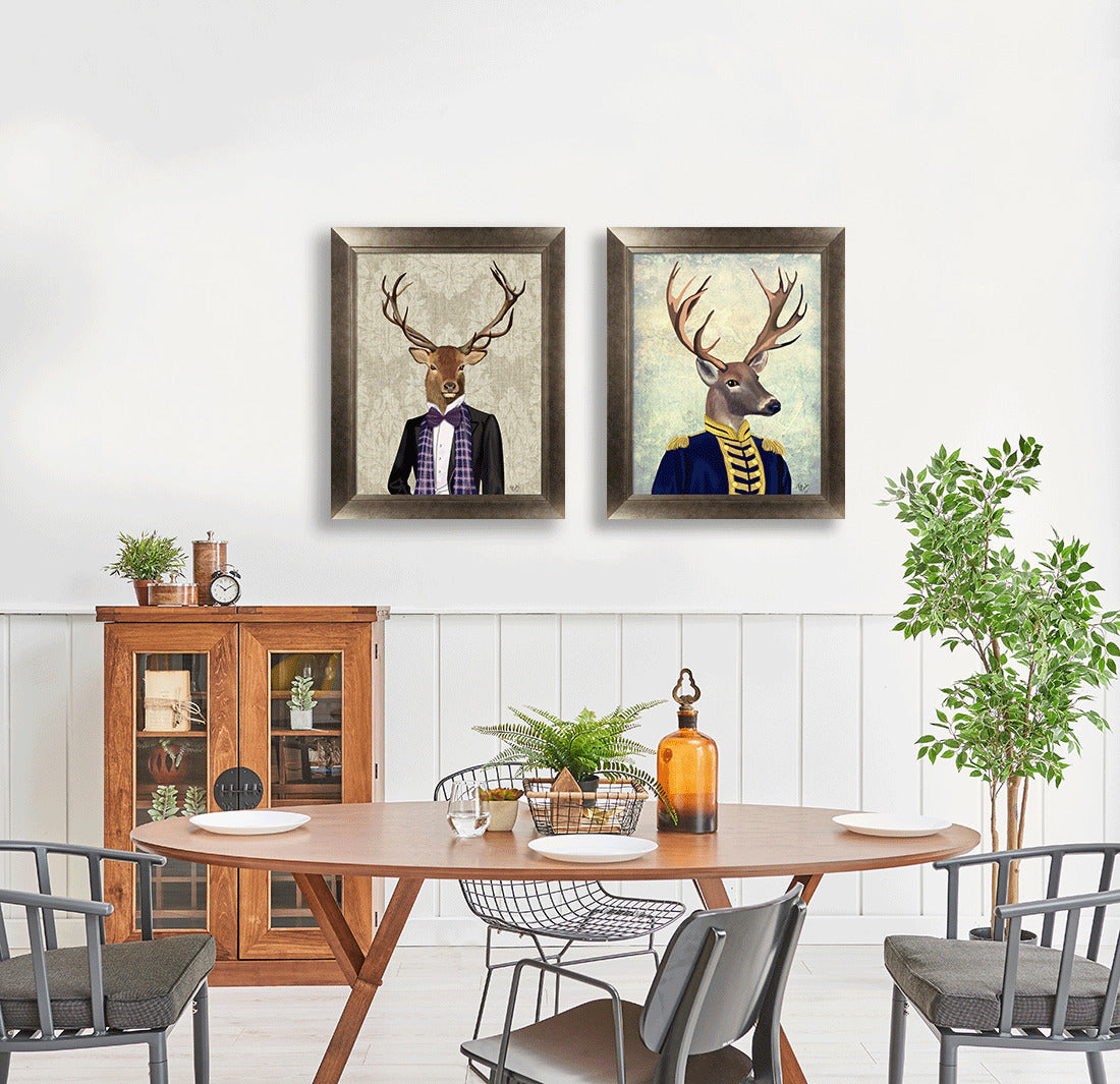 Gentleman Fox & Stag V framed print by Fab Funky
