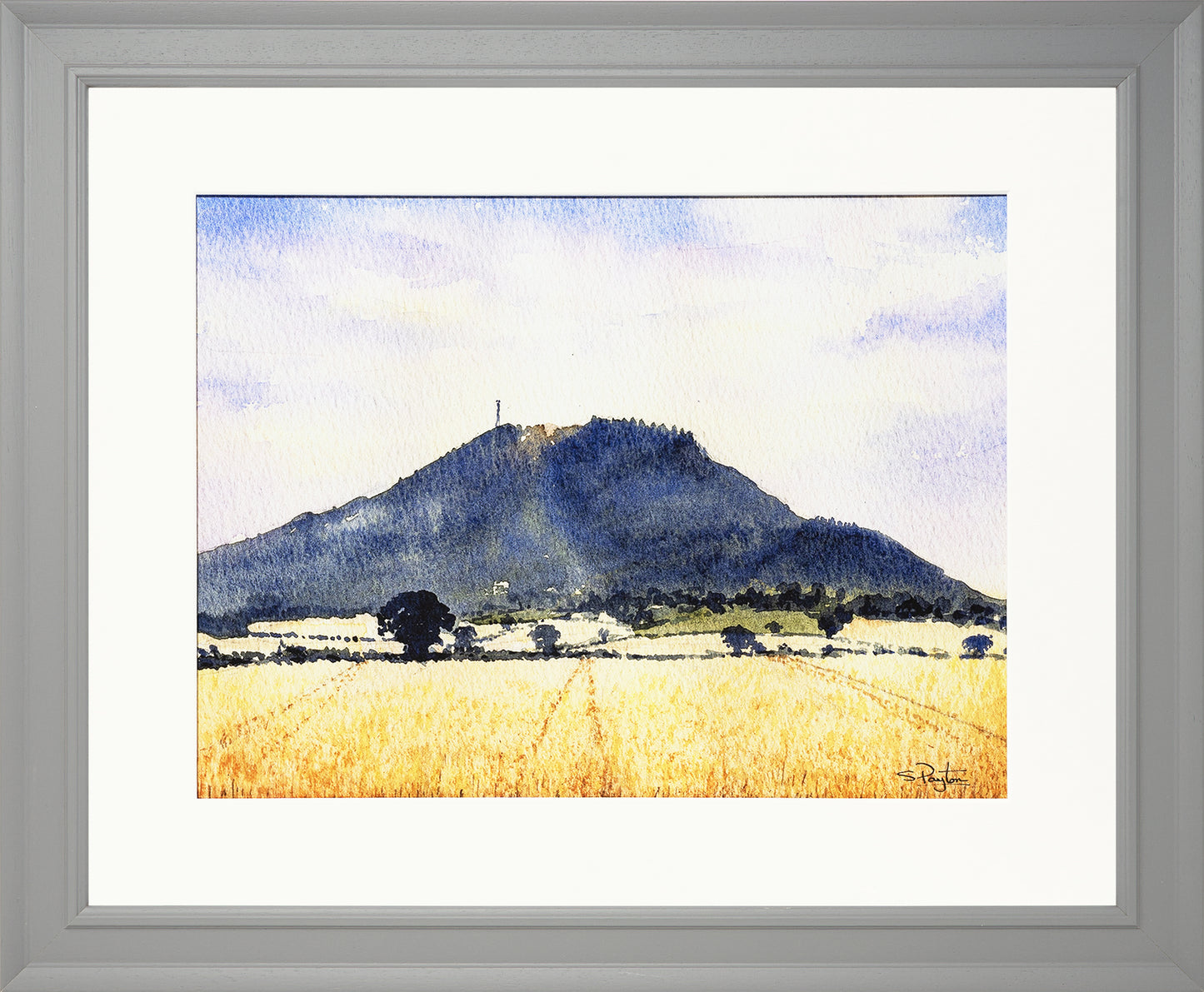 The Wrekin Shropshire Print by Sue Payton Grey Frame