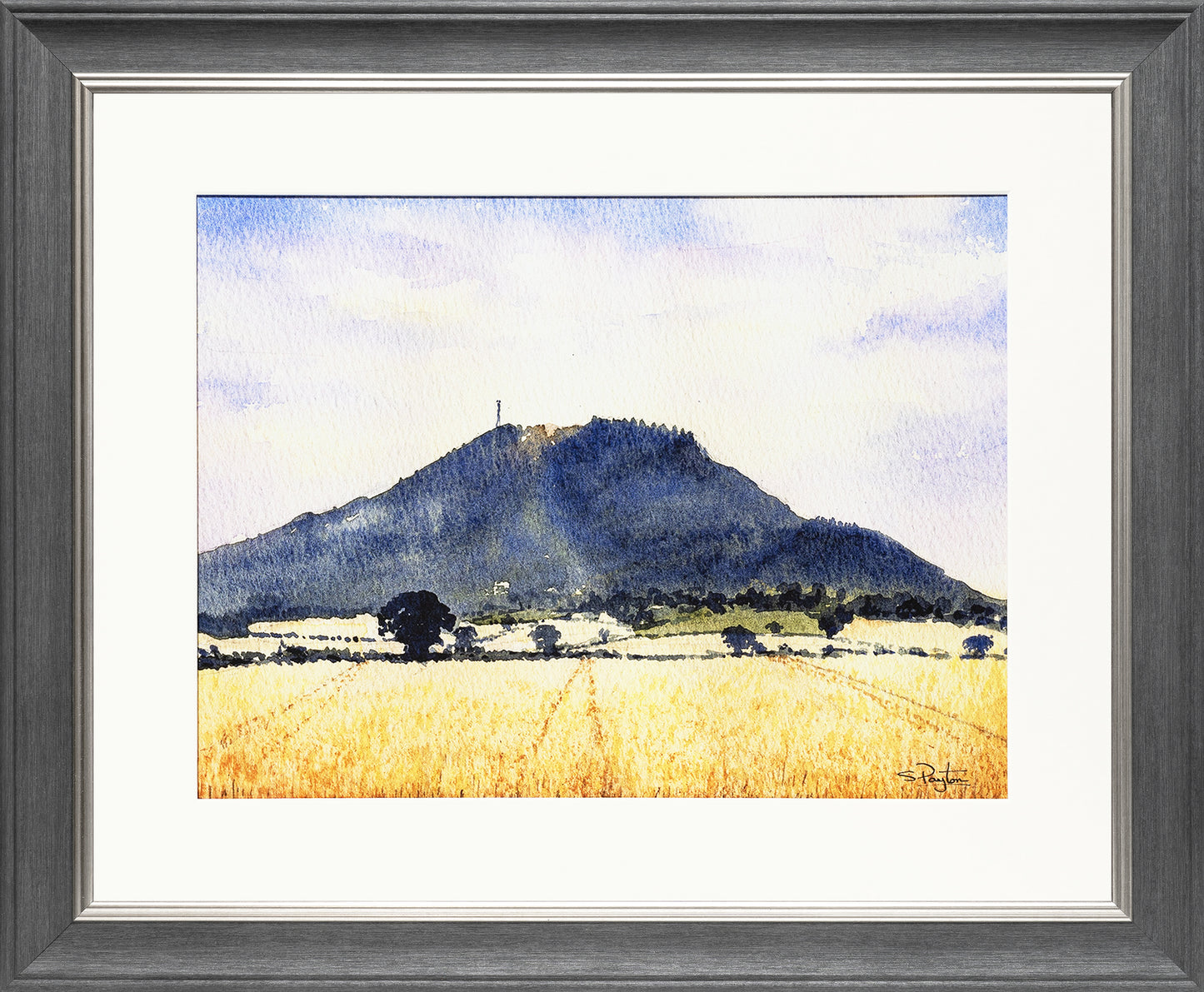 The Wrekin Shropshire Print by Sue Payton Grey Silver Frame