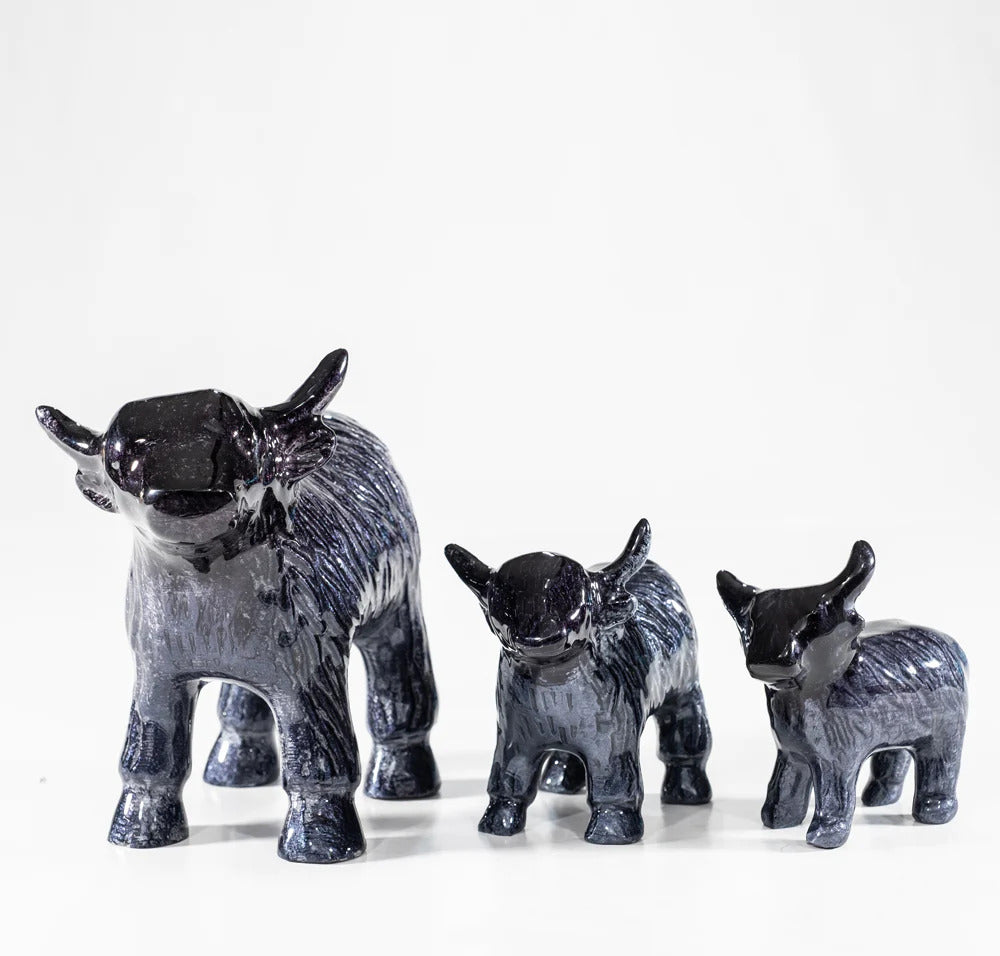 AluminArk Highland Cow Black recycled aluminium sculpture by Tilnar Art