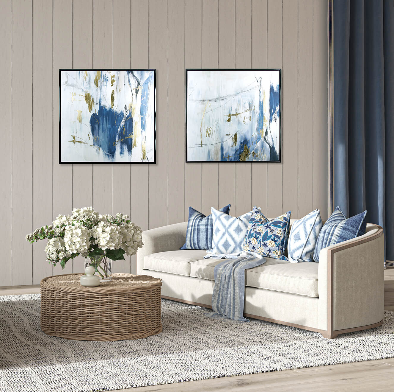 Navy Golden Shine II framed print by Tom Reeves