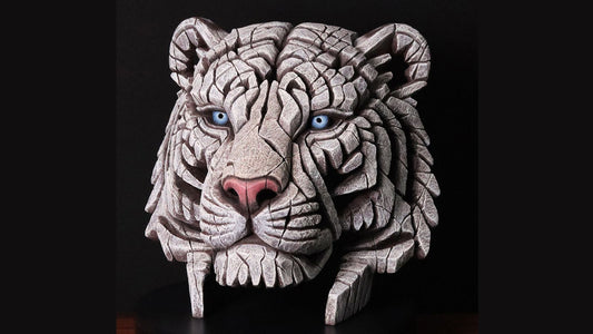 Tiger Bust White by Matt Buckley at Edge Sculpture