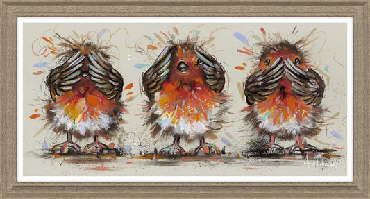 3 Wise Robins framed print by Ashley Saunders