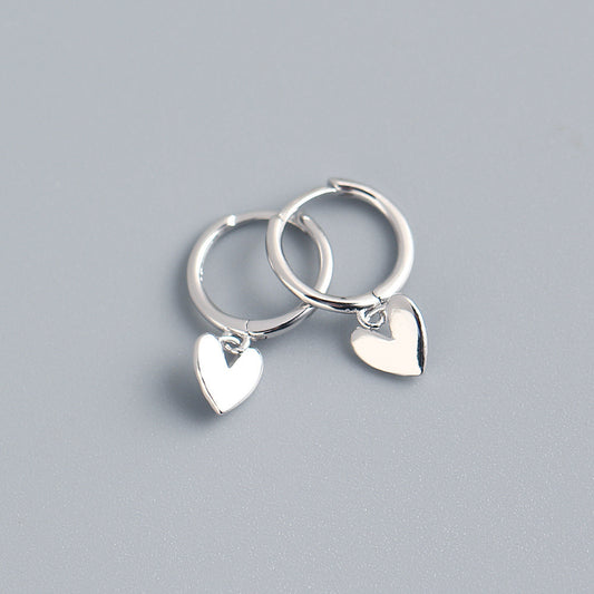 Earrings - Heart Charm Huggie Silver