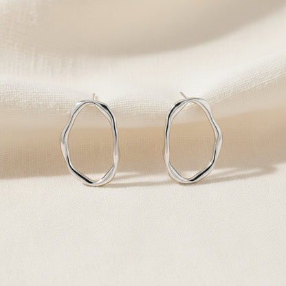 Misshapen Oval Earrings Silver