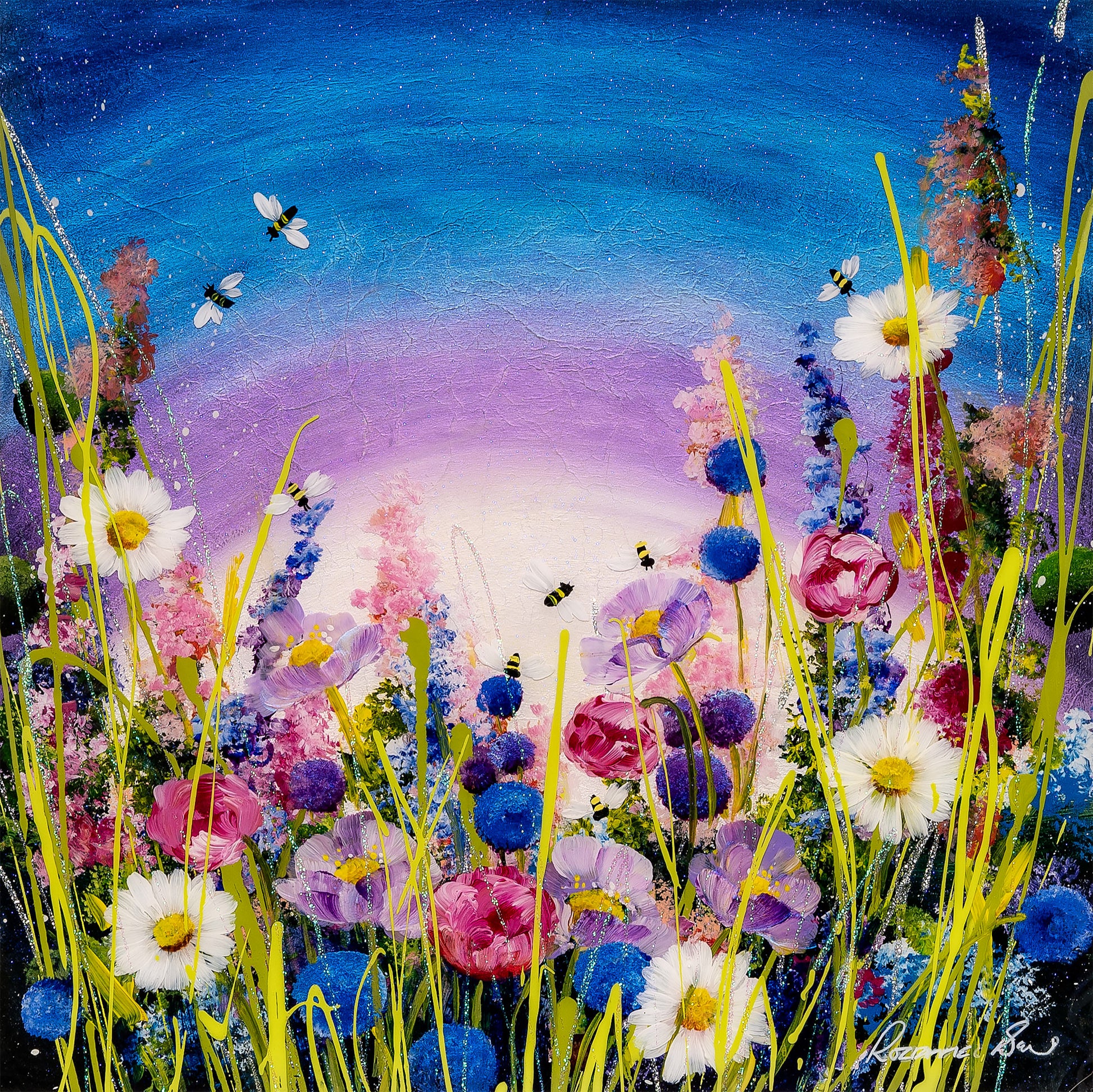 Busy Bees original painting by Rozanne Bell