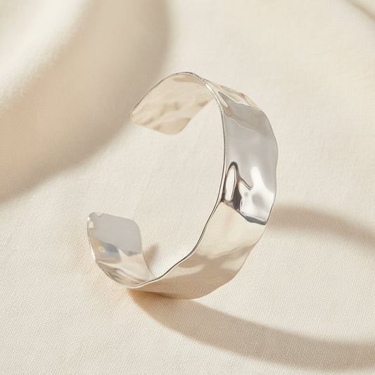 Silver bracelet on a white background