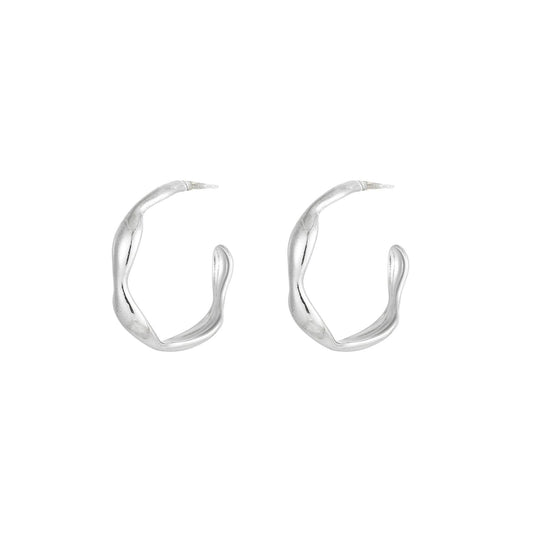 Earrings - Molten Hoop Silver