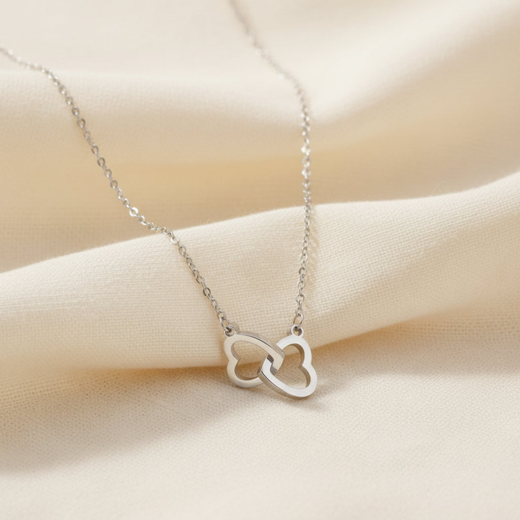 Linked Hearts Necklace Silver