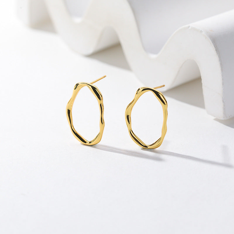 Earrings - Misshapen Oval Gold