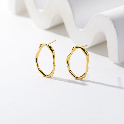 Earrings - Misshapen Oval Gold