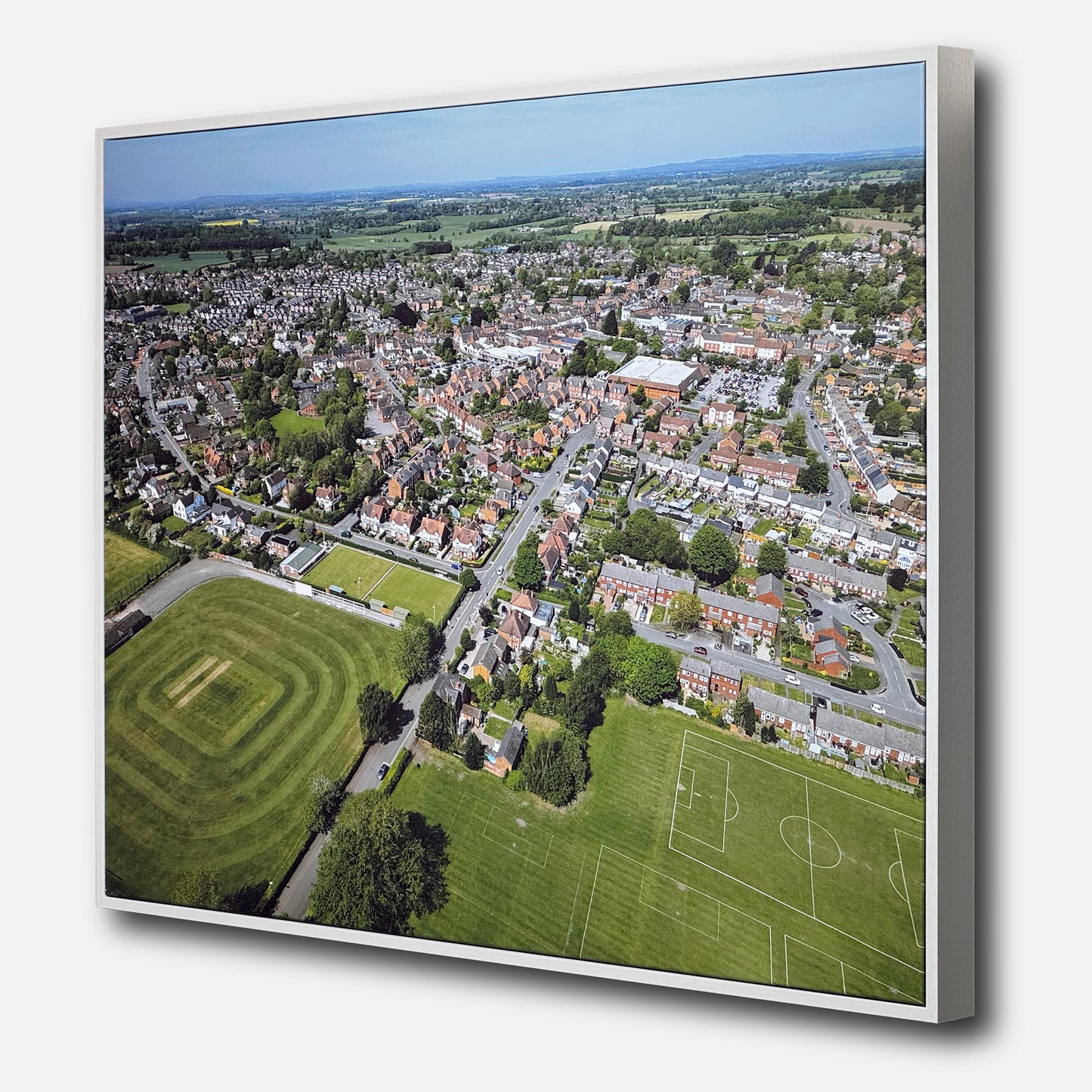 Audley Avenue aerial print perspective view by Chris Gradwell in a white frame