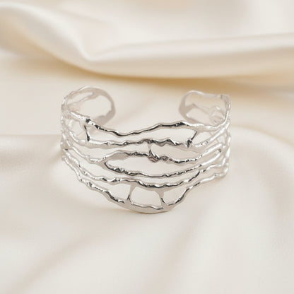 Silver bracelet on a white background