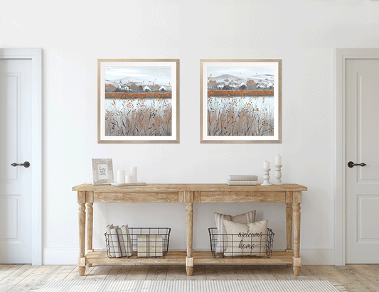 Copper Marshlands Square framed prints by Diane Demirci