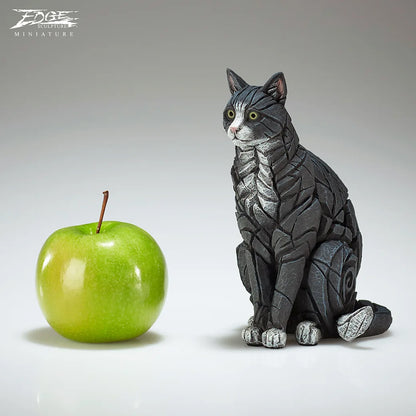 Cat Sitting Black & White Miniature