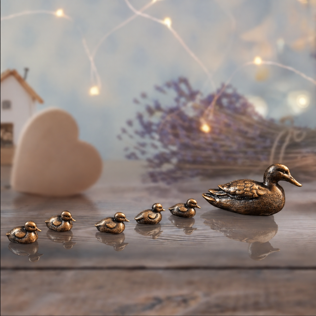 Duck and Ducklings Solid Bronze Miniature Sculptures from Butler and Peach