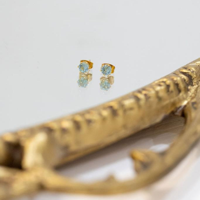 Crystal Aquamarine Earrings Gold