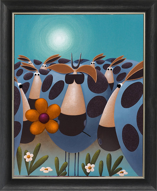 Cow with Shades framed print by Simon Clarke