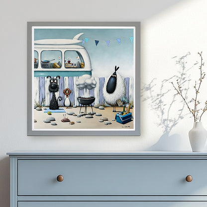 How to BBQ framed print by Simon Clarke