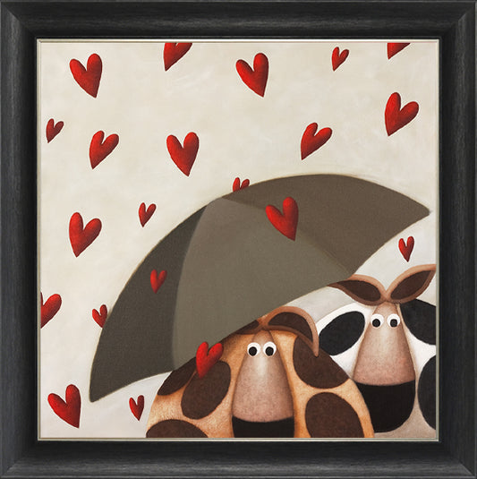 Raining Hearts framed print by Simon Clarke
