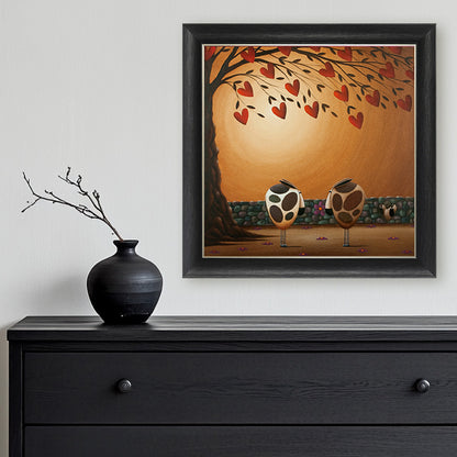 Moon and Hearts framed print by Simon Clarke