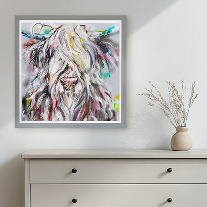 Graffiti Cow Harris framed print by Nicola Jane Rowles