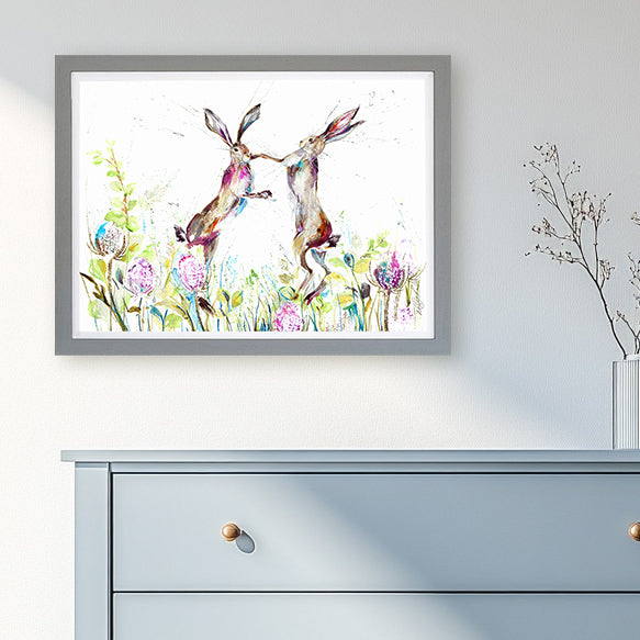 Mad March Hares framed print by Nicola Jane Rowles