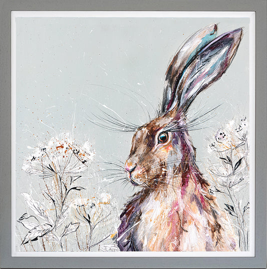 Hare in Cowslip framed print by Nicola Jane Rowles